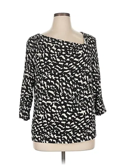 Pre-owned Dana Buchman 3/4 Sleeve Top Black Square Neckline Tops