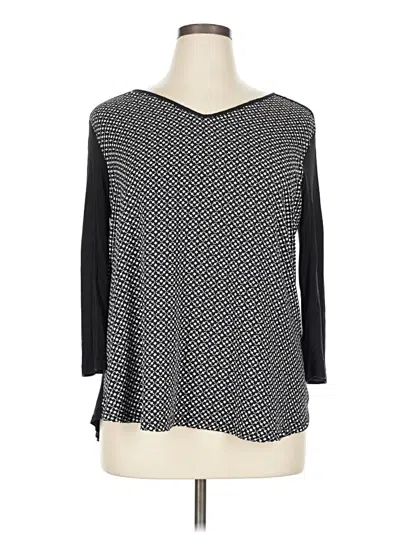 Pre-owned Dana Buchman 3/4 Sleeve Top Black V-neck Tops