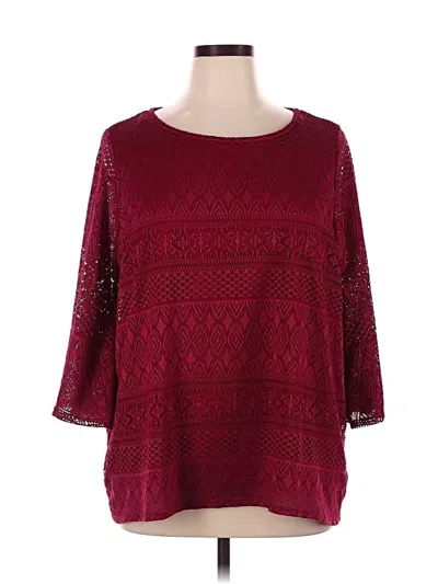 Pre-owned Dana Buchman 3/4 Sleeve Top Burgundy Boatneck Tops