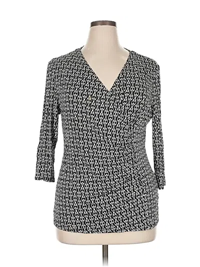 Pre-owned Dana Buchman 3/4 Sleeve Top Gray V-neck Tops