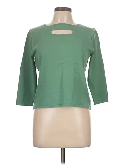 Pre-owned Dana Buchman 3/4 Sleeve Top Green Keyhole Neckline Tops