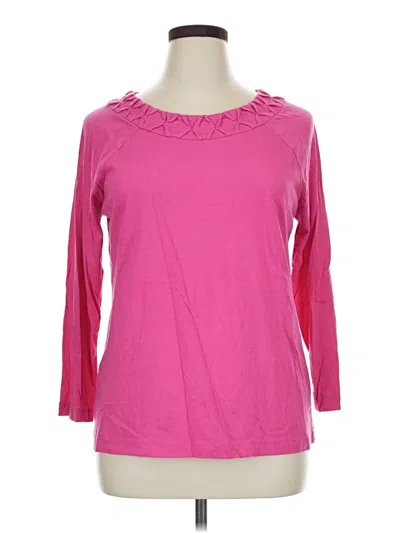 Pre-owned Dana Buchman 3/4 Sleeve Top Pink Boatneck Tops