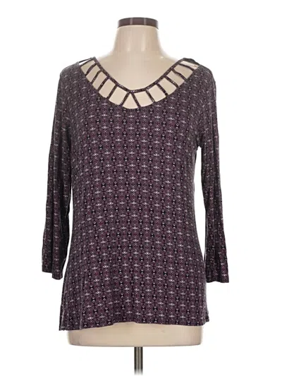 Pre-owned Dana Buchman 3/4 Sleeve Top Purple Keyhole Neckline Tops