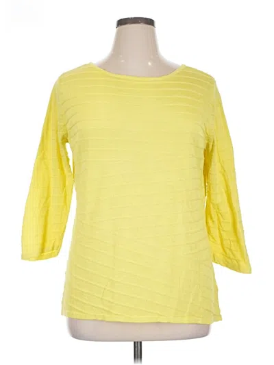 Pre-owned Dana Buchman 3/4 Sleeve Top Yellow Boatneck Tops