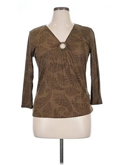 Pre-owned Dana Buchman 3/4 Sleeve T-shirt In Brown