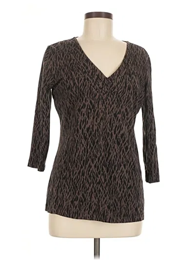 Pre-owned Dana Buchman 3/4 Sleeve T-shirt In Brown