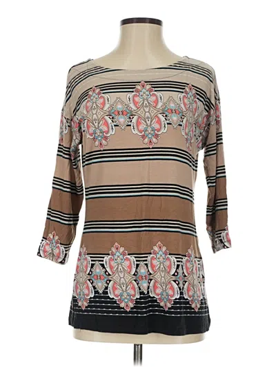 Pre-owned Dana Buchman 3/4 Sleeve T-shirt In Brown