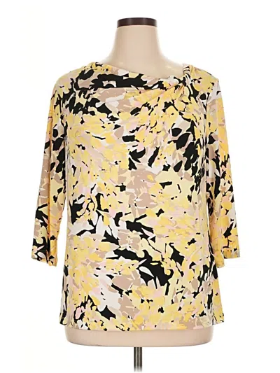 Pre-owned Dana Buchman 3/4 Sleeve T-shirt In Gold