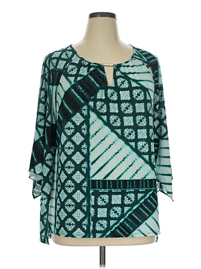 Pre-owned Dana Buchman 3/4 Sleeve T-shirt In Teal