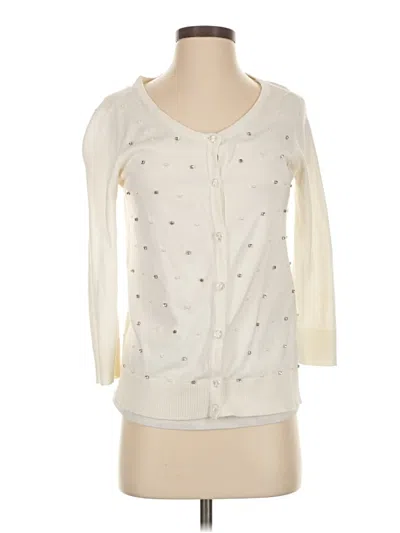 Pre-owned Dana Buchman Cardigan Sweater In White