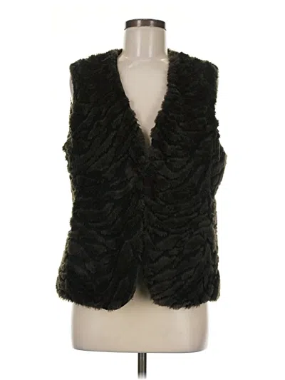 Pre-owned Dana Buchman Faux Fur Vest In Black
