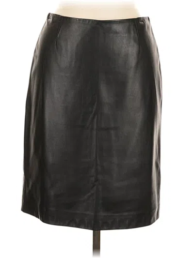 Pre-owned Dana Buchman Faux Leather Skirt In Black