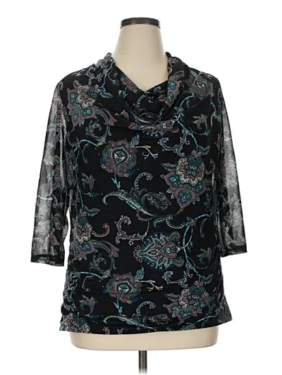 Pre-owned Dana Buchman For Kohls 3/4 Sleeve T-shirt In Black