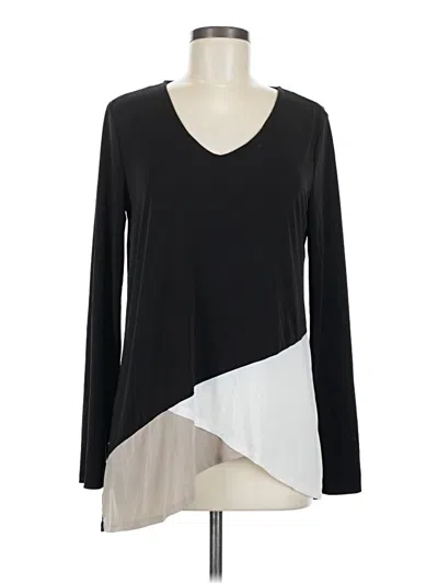 Pre-owned Dana Buchman For Kohls Long Sleeve Top Black V-neck Tops