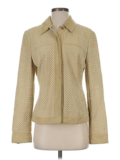 Pre-owned Dana Buchman Leather Jacket In Gold