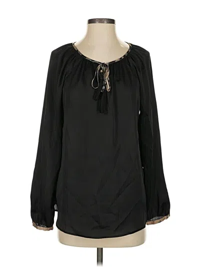 Pre-owned Dana Buchman Long Sleeve Blouse In Black