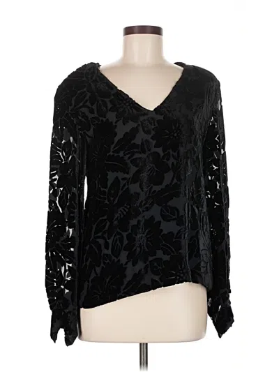 Pre-owned Dana Buchman Long Sleeve Blouse In Black