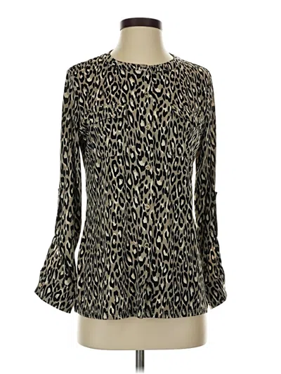 Pre-owned Dana Buchman Long Sleeve Blouse In Black