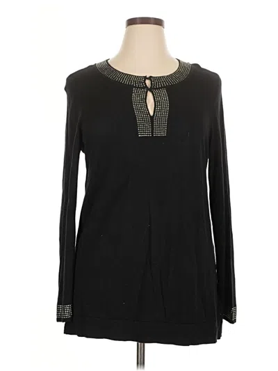 Pre-owned Dana Buchman Long Sleeve Blouse In Black