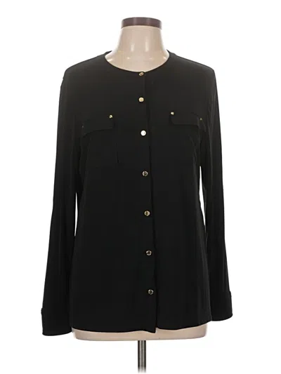 Pre-owned Dana Buchman Long Sleeve Blouse In Black