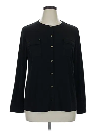 Pre-owned Dana Buchman Long Sleeve Blouse In Black