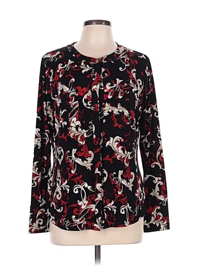 Pre-owned Dana Buchman Long Sleeve Blouse In Black