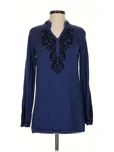 Pre-owned Dana Buchman Long Sleeve Blouse In Blue