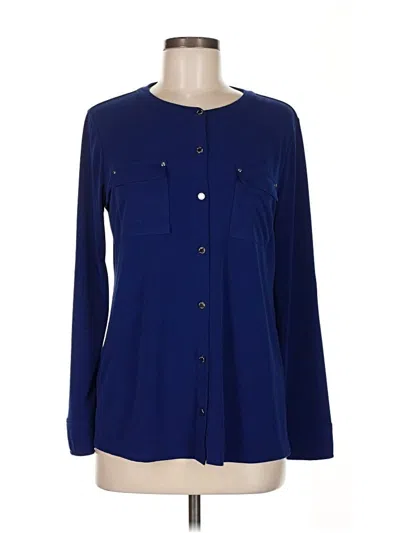 Pre-owned Dana Buchman Long Sleeve Blouse In Blue