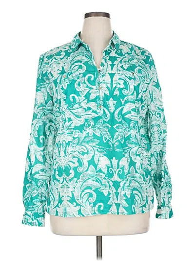 Pre-owned Dana Buchman Long Sleeve Blouse In Blue