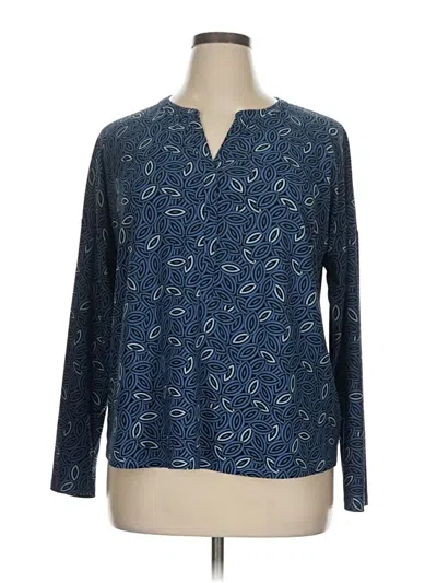Pre-owned Dana Buchman Long Sleeve Blouse In Blue