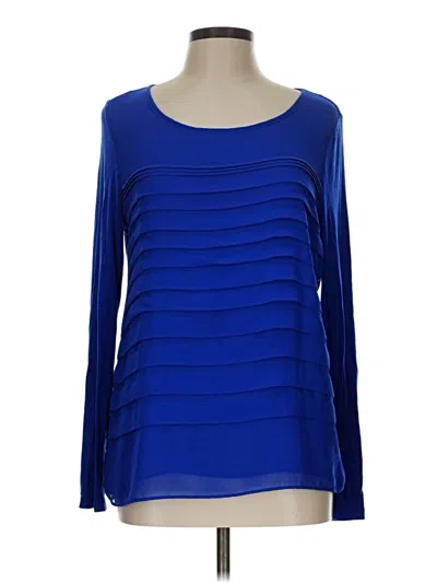 Pre-owned Dana Buchman Long Sleeve Blouse In Blue