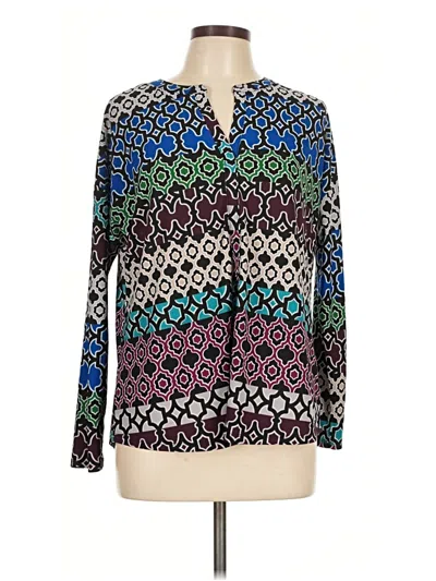 Pre-owned Dana Buchman Long Sleeve Blouse In Blue