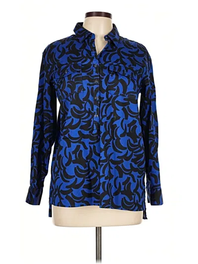 Pre-owned Dana Buchman Long Sleeve Blouse In Blue