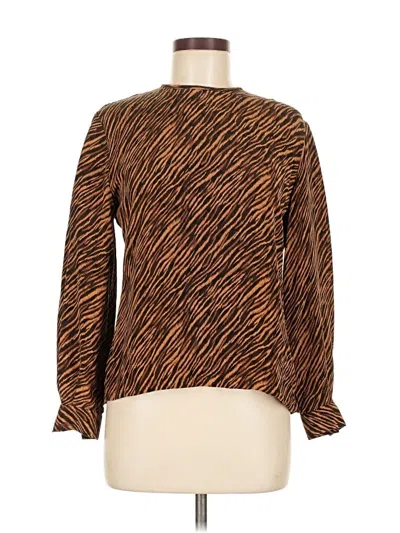 Pre-owned Dana Buchman Long Sleeve Blouse In Brown