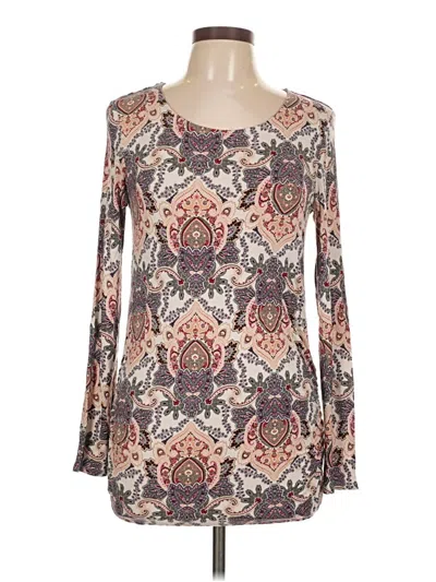 Pre-owned Dana Buchman Long Sleeve Blouse In Brown