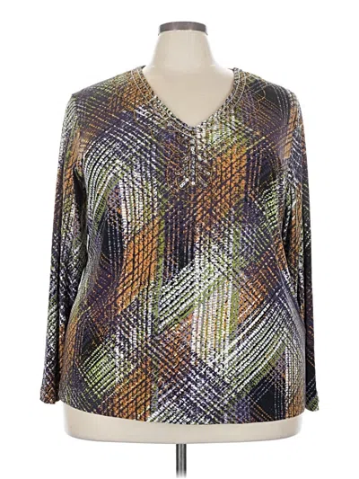 Pre-owned Dana Buchman Long Sleeve Blouse In Brown