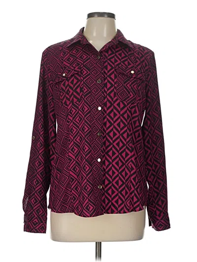 Pre-owned Dana Buchman Long Sleeve Blouse In Burgundy