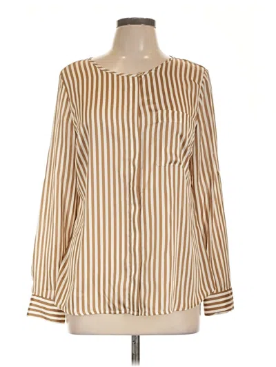Pre-owned Dana Buchman Long Sleeve Blouse In Gold