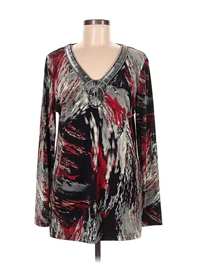 Pre-owned Dana Buchman Long Sleeve Blouse In Gray