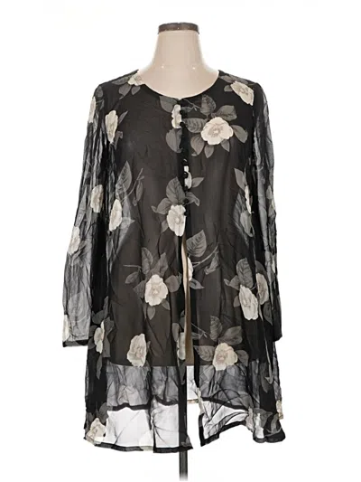 Pre-owned Dana Buchman Long Sleeve Blouse In Gray