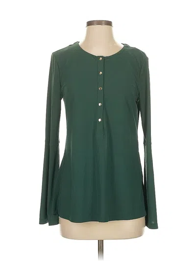 Pre-owned Dana Buchman Long Sleeve Blouse In Green