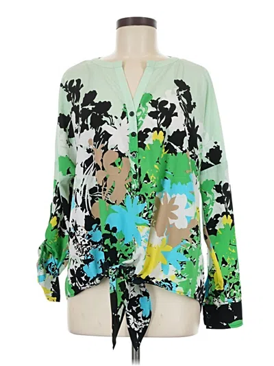 Pre-owned Dana Buchman Long Sleeve Blouse In Green