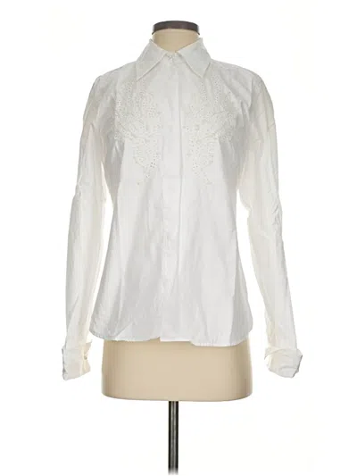 Pre-owned Dana Buchman Long Sleeve Blouse In Ivory
