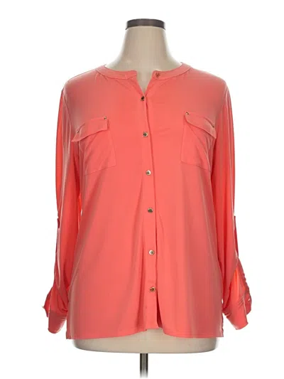 Pre-owned Dana Buchman Long Sleeve Blouse In Orange