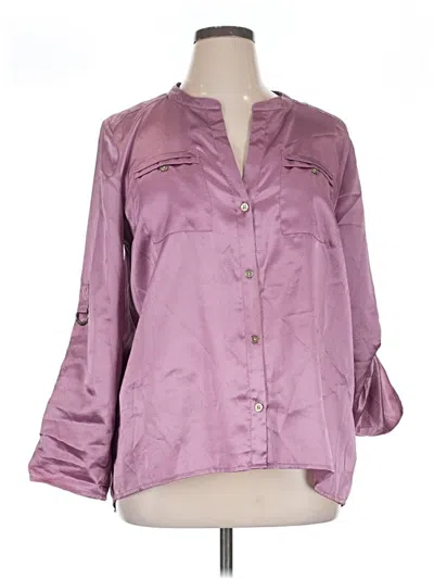 Pre-owned Dana Buchman Long Sleeve Blouse In Purple