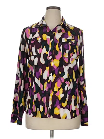 Pre-owned Dana Buchman Long Sleeve Blouse In Purple