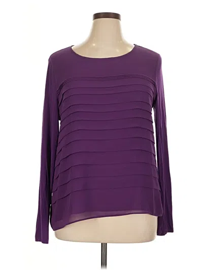 Pre-owned Dana Buchman Long Sleeve Blouse In Purple