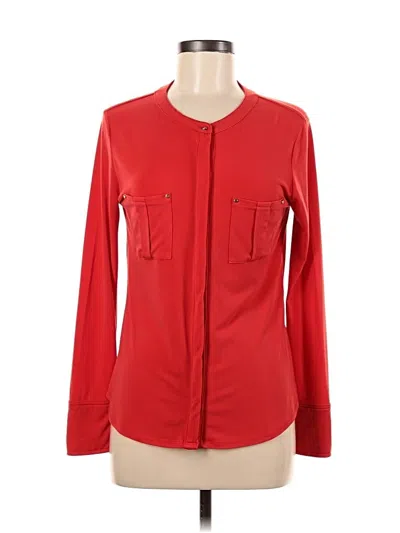 Pre-owned Dana Buchman Long Sleeve Blouse In Red
