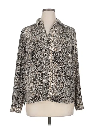Pre-owned Dana Buchman Long Sleeve Blouse In Silver