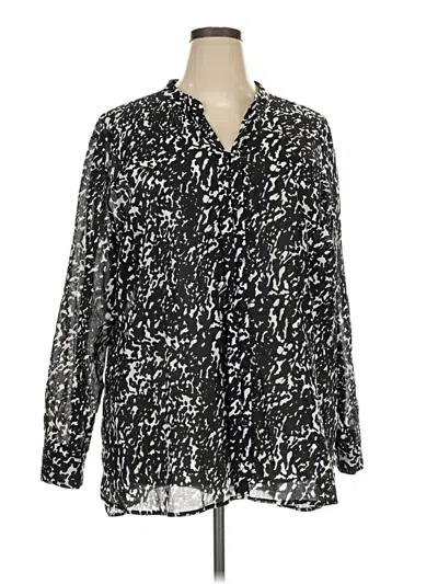 Pre-owned Dana Buchman Long Sleeve Blouse In Silver